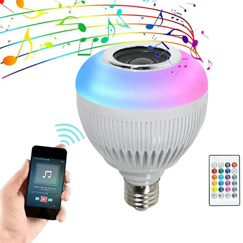 Lampada caixa de som com controle remoto bluetooth